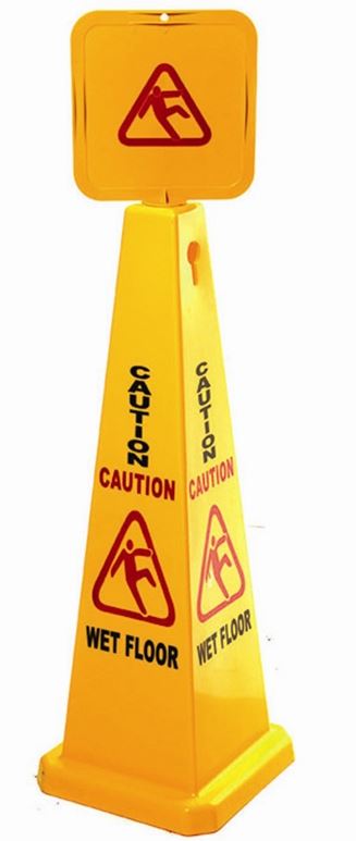 Safety Cone Wet Floor - Yellow, 300mm x 950mm (Per Each)