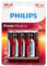 Philips Power Alkaline Battery - Red, AA (Per 4 Batteries/Pack)