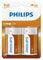 Philips Long Life Battery - Orange, D Size (Per 2 Batteries/Pack)