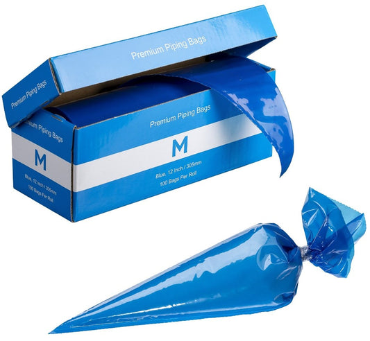 Premium Piping Bags - Blue, 305mm / 12 Inch x 80mu (Per 5 Roll/Box) *Anti-Slip Coating