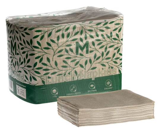 Quilted Lunch Napkins 1/4 Fold - Brown, 300mm x 300mm, 2 Ply, FSC Recycled® (Per 1200 Napkins/Box)