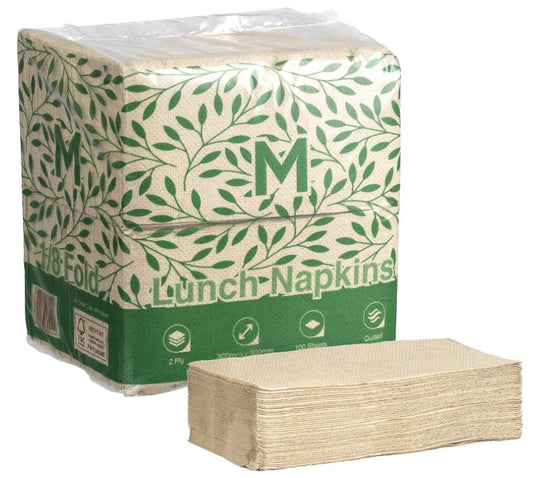 Quilted Lunch Napkins 1/8 Fold - Brown, 300mm x 300mm, 2 Ply, FSC Recycled® (Per 1200 Napkins/Box)