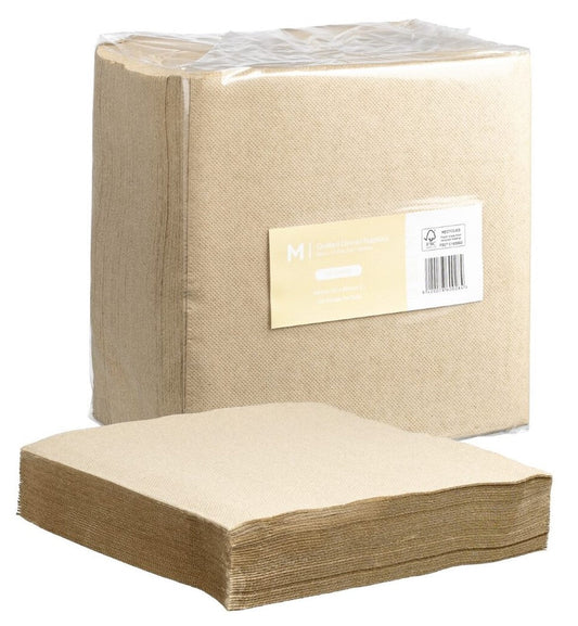 Quilted Dinner Napkins 1/4 Fold - Brown, 400mm x 400mm, 2 Ply, FSC Recycled® (Per 800 Napkins/Box)