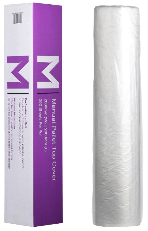 Manual Polyethylene Pallet Cover - Clear, 2000mm x 2000mm x 20mu (250 Sheets per Roll)