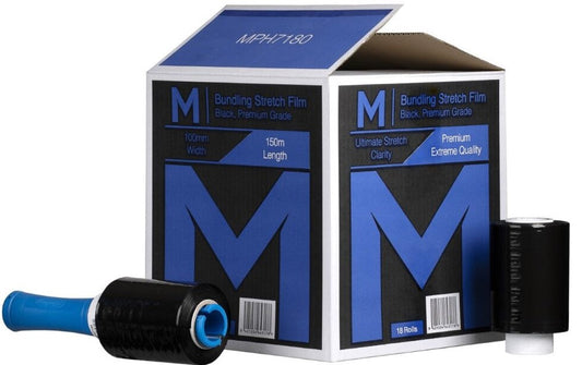 Cast Bundling Film - Black, 100mm x 150m x 23mu (Per Roll)