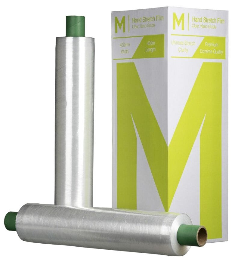 Prestretch Hand Stretch Film - Clear, 450mm x 400m x 9mu (Per Roll)