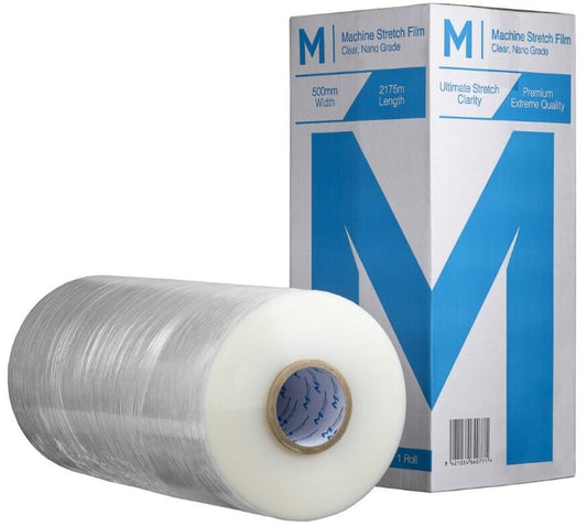 Cast Machine Stretch Film - Clear, 500mm x 2175m x 15mu (Per Roll)