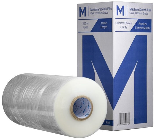 Cast Machine Stretch Film - Clear, 500mm x 1420m x 23mu (Per Roll)