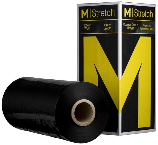 Cast Machine Stretch Film - Black, 500mm x 1305m x 25mu (Per Roll)